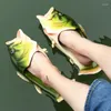 Slippers Peep Toe Designer Men's Fish's Fish Outdoor Couples Family Cartoon Animal Flip Flops Plus Taille Chaussures Man Beach Sandalias