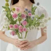 Dekorativa blommor dekoration konstgjord blomma torn kula ornament rosa bröllopsmaterial kungliga gröna vita rader diy rekvisita