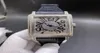 FM Sky Star Luxury Diamond Inslumed Platinum Watch 45 mm carré Calle numérique arabe Black Black Men039s Watchs7385268