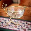 Plates Luxury Brass Glass Fruit Tray Modern Candy Bowl With Metal Stand Wire Mesh For Home El Kitchenware