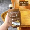 Mugs 500ml Bear Glass Cup With Straw Handmade Tea Cafe Restaurant Bar Home Cute Drinkware For Kids Adults Office