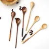 Coffee Scoops Japonais cuillère en bois remuant la bouche rond