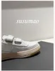 Casual Shoes Spring And Autumn High-quality Genuine Leather Height-increasing Women's Platform Sole Flat Heel White