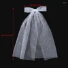 Party Supplies Bridal Bow Veil For Bachelorette Hen Pearls Tulle Wedding Double Layer Head Covering