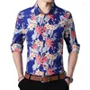Men's Casual Shirts Fashion Print Shirt Spring Autumn Long Sleeve Button For Men Business Floral Plus Size 6XL 7XL