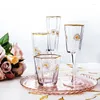 Wine Glasses Japanese Hammered Small Daisy Golden Rim Hexagonal Glass Creative Champagne Whiskey Red Home Net