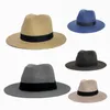 Berets Panama Straw Hat European and American Top Hats Summer Shading Beach Big Brimmed for Men