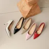 Chaussures habillées en cuir authentique Couleur rose nue grande taille 45 46 47 Office pointu pompes de bureau concises super minces talons hauts talons