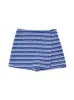 Kvinnors shorts Kvinnor Fashion Holiday Style Randig Print Blue Elastic Girls Beach High midja stickade kjolar