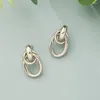 Stud Earrings Korean Fashion Retro Twisted Wrap Metal Geometric Oval For Women Simple Silver Gold Color Christmas Party Gifts Jewelry