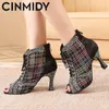 Chaussures de danse Cinmidy Latin Salsa Bottes de salle de bal pour femmes Soft Sole Party Dames respirer librement