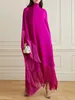Casual Dresses Yeezzi 2024 Spring High Neck Tassel Evening Women Batwing Sleeves Loose Solid Color Split-Joint Elegant Vestido Robe