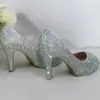 Dress Shoes Arrivals Women AB Bling Rhineston Pumps Open Toe Bridal Crystal Wedding Thin Heels Party Peep 11cm/8