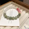 Strand Simple Colored Jade Charm Bracelet Ancient Style Retro Fashion Beaded Elastic Rope Chinese Wrist Women