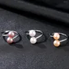 Cluster anneaux jquueen 925 argent sterling corée coréenne élégante femme simple femelle 6-7 mm natures natures nautiques perles de mariage résidante ouverte