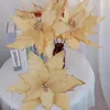 装飾的な花人工シミュレーションクリスマスフランネルプラスチックパーティーは、きらめきとスパンコールの装飾を添えてほこりをします