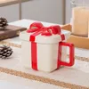 Tazas idílicas Bow Ceramic Café Café Desayuno Leche Oatmeal Taza Oficina Agua Regalo de Navidad con pareja de tapa