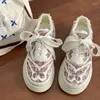 Sapatos casuais telas redondo dedo do pé fofo calçados femininos Kawaii Whit Summer 2024 Promoção de rotina diária A