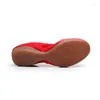 Dance Shoes Arrival Red Canvas Practice Soft And Breathable PU Head Woman's Square Low Heel