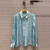 Blouses pour femmes 2024 Summer Silk Silk Shirt Retro Printing Skin-Friendly High Quality Tops Fashion Slim Y2K