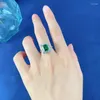 Cluster Rings Spring Qiaoer 925 Solid Silver 7 9mm Emerald for Women Lab Diamond Gemstone Wedding Ring Cocktail Party Fine Jewelry Gift