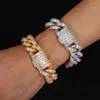 مجوهرات Lifeng Iced Out Hip Hop Moissanite Cupan Link Chain Baguette Cut 925 Silver Rope Chain Bracelet للرجال