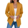 Costumes de femmes Summer Black Blazers Femmes 2024 Femme Office Lady Nine Quarter Blazer Open Stitch Womens Mling Coats Femme Ladies Notched Tops