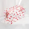 Aufbewahrungstaschen Frauen Reißverschluss Kosmetikbeutel Blume Druck klarer Make -up Mode transparent Reise PVC Mini Waschdrawberry