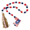 Dekorativa figurer 4 juli Garland Independence Day Beaded Decor White Red and Blue Decoration for Memorial Labor