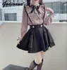 Rokken rojita zoete rok retro jacquard ruches slanke mini dames Japanese lolita 2024 herfst hoge taille zwart geplooid