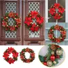 Fiori decorativi grandi ghirlant natalizi rosso festoso anello rattan anello commerciale finestra decorazioni sospese 18