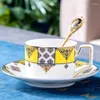 Cups Saucers Ceramic Teacups Coffee Phnom Penh Gift Set med skedar europeiska och mönster ränder Persiska blå