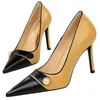 Отсуть обувь 2024 Женщины простота хаки весна 10 см. Тонкие высокие каблуки