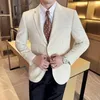 Men's Suits Brand Texture Pattern Blazers Fashion Slim Casual Business Dress Suit Jacket Social Party Coats Tops Men Clothing