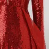 Casual Dresses Luxury And Elegant Red High Waist Sequins Evening Dress For Women Sexy Slim Fit Front Slits Floor-length Chic Prom