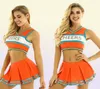 Cheerleaderek Kobiety Cheerleaderka Cheerlead Mundur Suit Cosplay Rave Strój V Szyjka Zestaw rękawa z mini plisowaną spódnicą F5840729