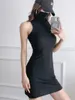 Casual Dresses Sleeveless Turtleneck Stretch Bodycon Sexy Spring And Autumn Dress