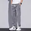 Pantalon masculin Embroderie élégante décontractée 2024 Summer mince lâche élastique Vêtements à crampons coréens Pantalons de vitalité