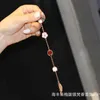 Original High Version Van Clover Ladybug Armband Rose Gold Double Sided Red Jade Chalcedony Titanium Steel Lucky