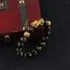 Urok bransoletki unisex moda feng shui przyciągnij bogactwo Pixiu kobiety obsydian kamienne koraliki powodzenia Brzeźń