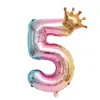 32 Inch Crown Number Balloon Children's Birthday Decoration Numbers Crowns Aluminum Foil Balloons Gradient Color Balloons TH1392