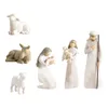 Dekorativa figurer 6/10st julfödelse scen harts heliga familj skulpturer Jesus prydnad för hemtavtoppdekoration