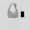 Дизайнерские пакеты Bling Diamond Tassel Узел узел страной женский пакет Премиум ощущение полного бриллиантового цепи одно плечо.