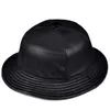 Korean Fashion ACC Unisex Genuine Leather Bucket Hats Men Women Casual Fishing Caps Male Fitted Black Basin Cap Sombrero Mujer 240409