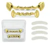 Anpassad fit 18k Gold Plated Hip Hop Teeth Fang Grillz Caps Lower Bottom Grill Vampire Teeths7436004