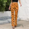 Женские штаны Хэллоуин летучая мышь повседневная женщина апельсиновая и черная стройная мода Fash