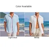 Camisas casuais masculinas vestem camisa diária de férias poliéster com manga curta comum verão t beach botão