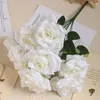Flores decorativas 9 cabeças de seda artificial Bouquet Fake Wedding Floral Materia
