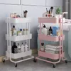 Rangement de cuisine Rack mobile Panier de légumes multi-couches chariot de salle de bain Snacks d'étage de salle de bain avec des roues Organisateur