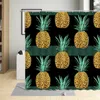 Dusch gardiner sommarfrukt ananas mönster badrum polyester tyg tecknade tyg skärmar vattentät gardin med 12 krokar